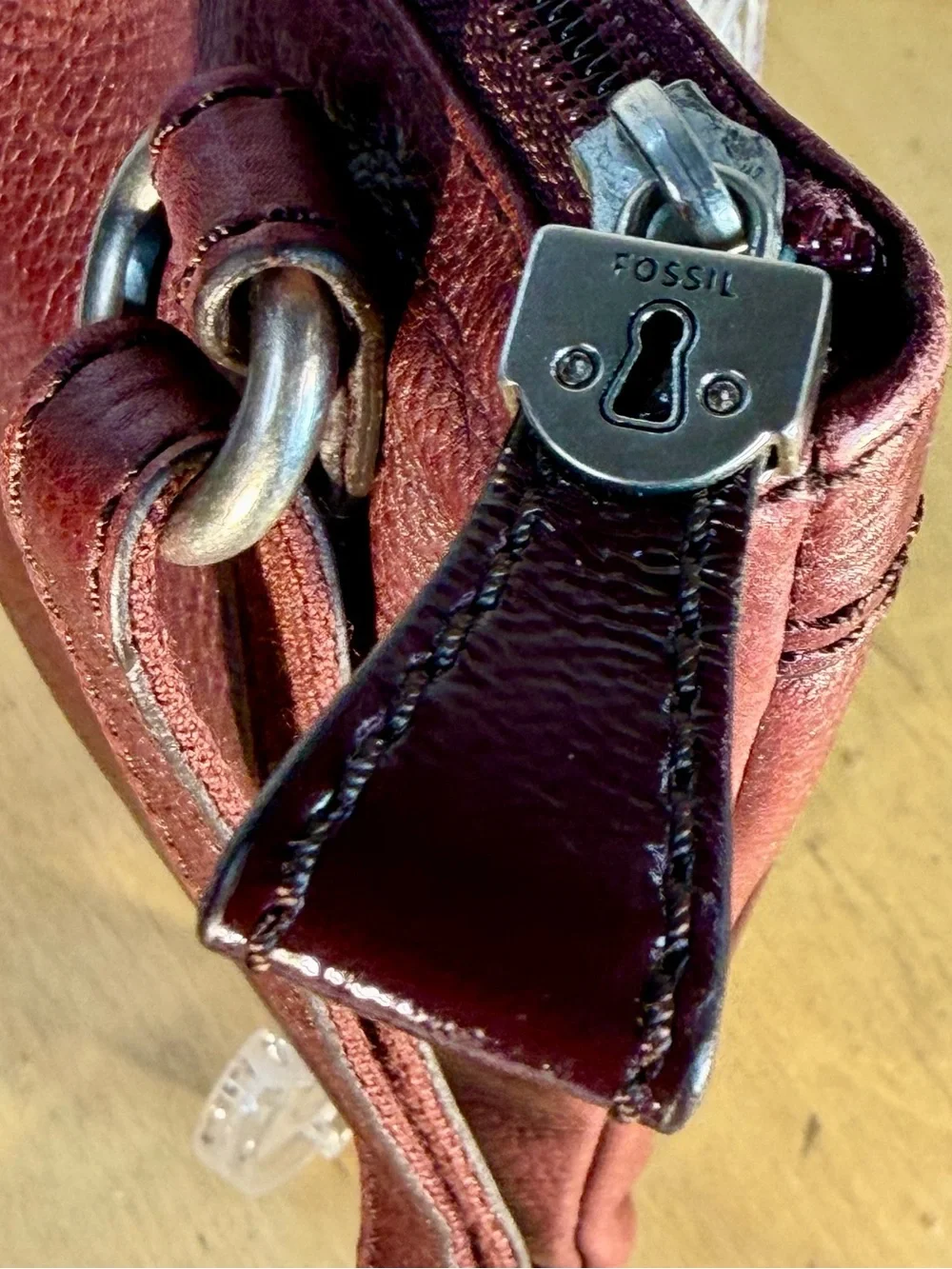 Fossil Burgundy Leather & Suede Crossbody